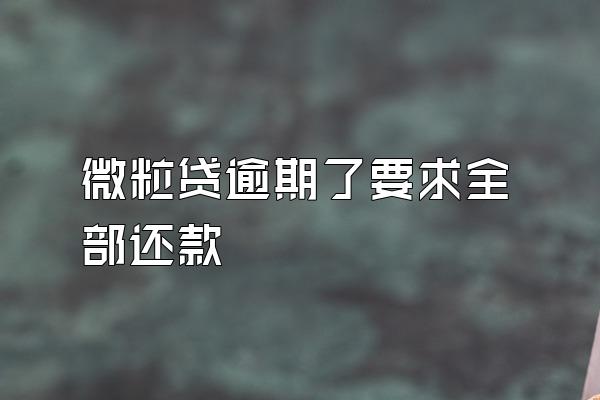 微粒贷逾期了要求全部还款