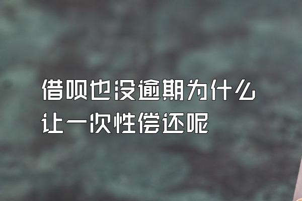 借呗也没逾期为什么让一次性偿还呢