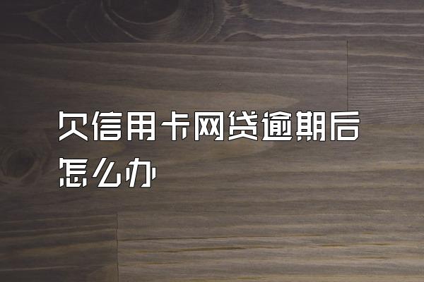 欠信用卡网贷逾期后怎么办