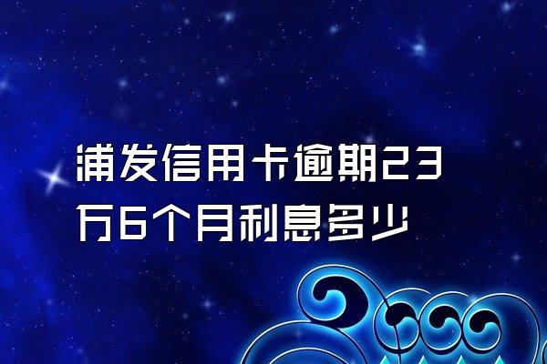 浦发信用卡逾期23万6个月利息多少