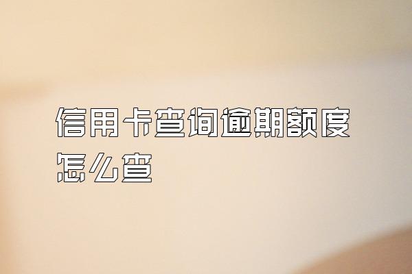 信用卡查询逾期额度怎么查