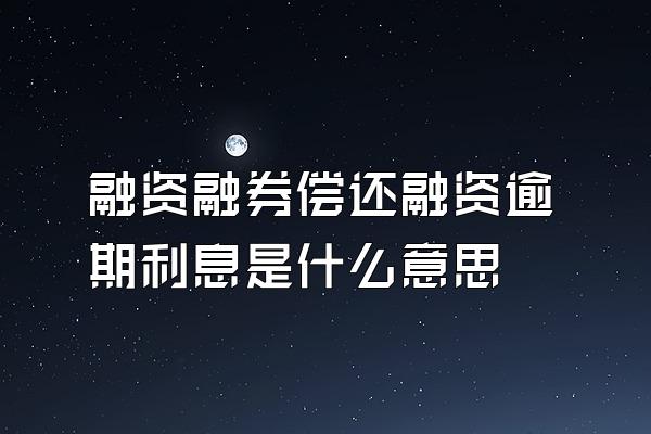 融资融券偿还融资逾期利息是什么意思