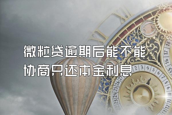 微粒贷逾期后能不能协商只还本金利息