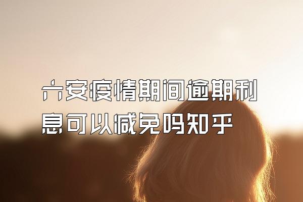 六安疫情期间逾期利息可以减免吗知乎