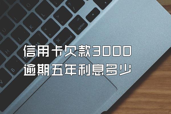 信用卡欠款3000逾期五年利息多少