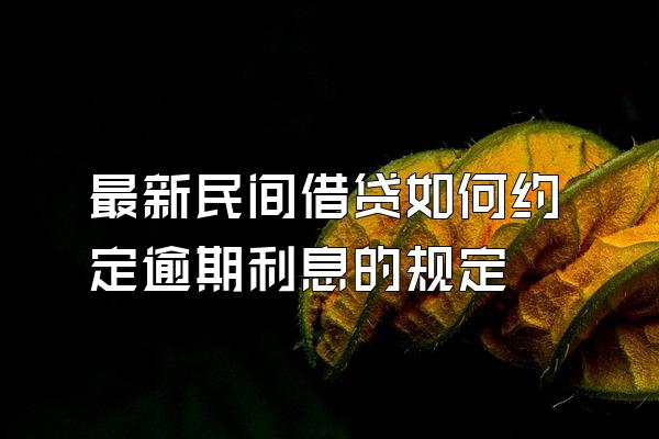 最新民间借贷如何约定逾期利息的规定