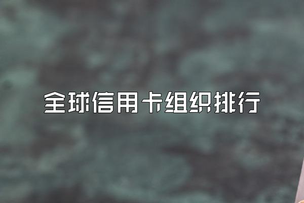 全球信用卡组织排行