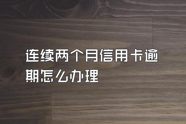 连续两个月信用卡逾期怎么办理