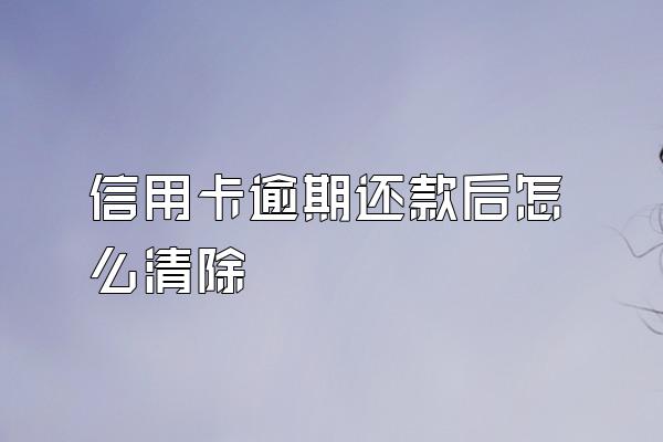 信用卡逾期还款后怎么清除