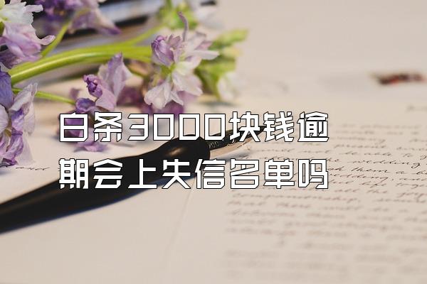 白条3000块钱逾期会上失信名单吗