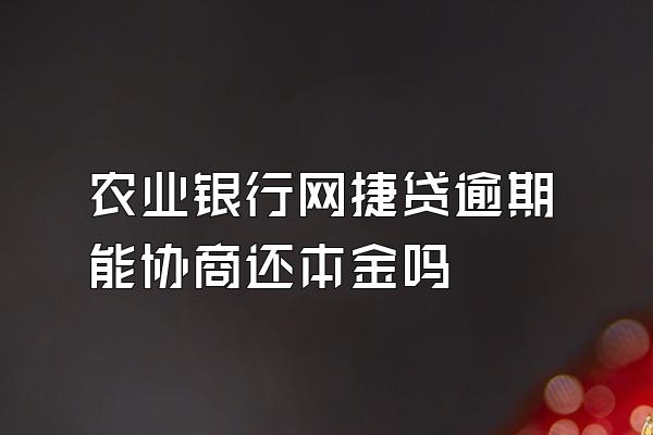 农业银行网捷贷逾期能协商还本金吗