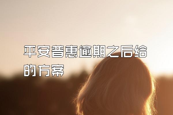 平安普惠逾期之后给的方案