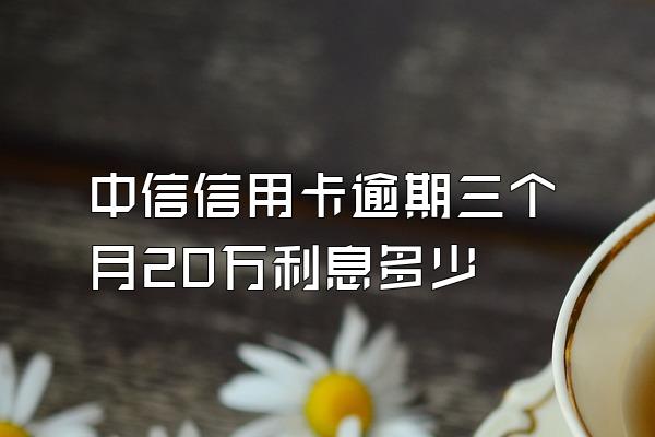 中信信用卡逾期三个月20万利息多少