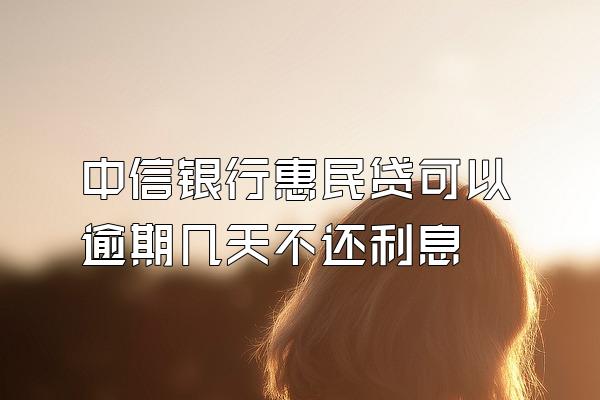 中信银行惠民贷可以逾期几天不还利息