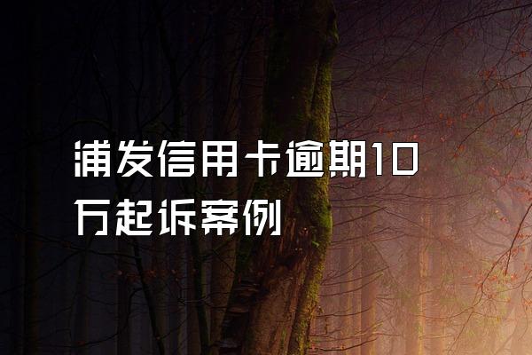 浦发信用卡逾期10万起诉案例