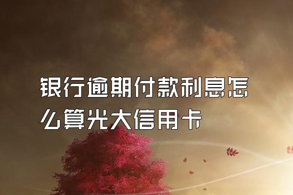 银行逾期付款利息怎么算光大信用卡