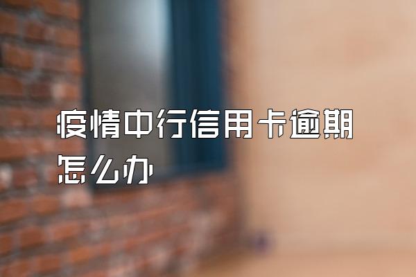 疫情中行信用卡逾期怎么办