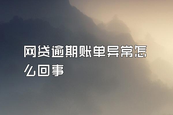 网贷逾期账单异常怎么回事