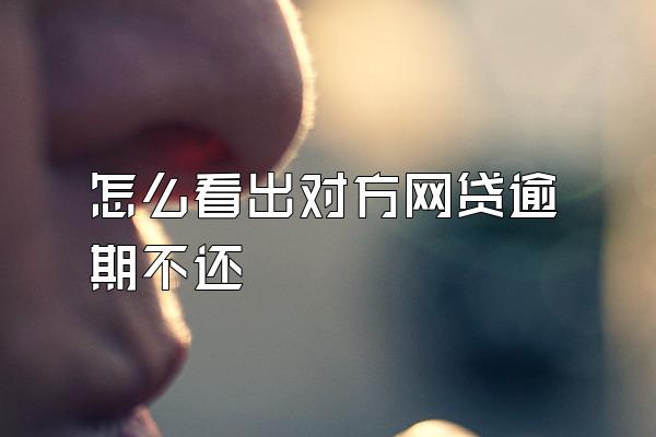 怎么看出对方网贷逾期不还