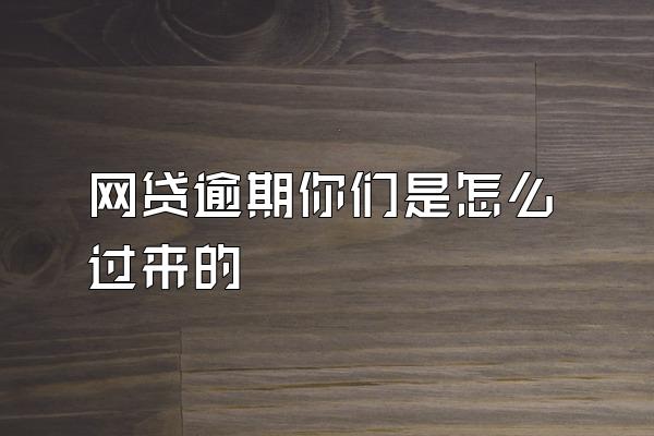 网贷逾期你们是怎么过来的